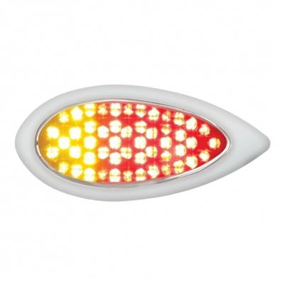 51 LED Duo "Teardrop" Auxiliary/Utility Light With Bezel - Red + Amber LED/Clear Lens