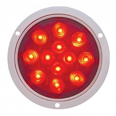 12 LED 4" Round Flange Mount Light (Stop, Turn & Tail) - Red LED/Red Lens