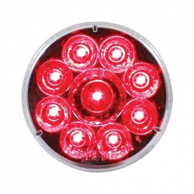 9 LED 2-1/2" Round Pure Reflector Light (Clearance/Marker) - Red LED/Clear Lens