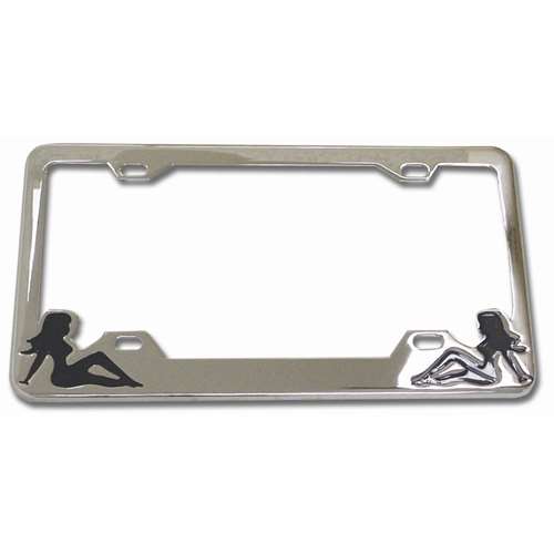 CR. LICENSE PLATE FRAME W/ BLACK NUDE