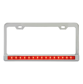 CR. 2 HOLES LIC. FRAME W/12" RED/RED LED & CR. PL BEZEL