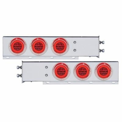 2-1/2" Bolt Pattern SS Spring Loaded Bar With 6X 21 LED 4" GloLight & Visors -Red LED & Lens