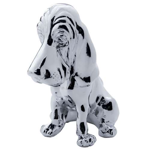 Die-Cast Bassett Hound Hood Ornament - Chrome