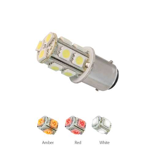 #1157 AMBER 13 LED TOWER STYLE LIGHT BULBS, 12V, PAIR