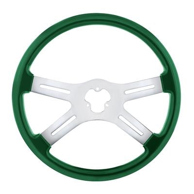 18" Vibrant Color 4 Spoke Steering Wheel - Emerald Green