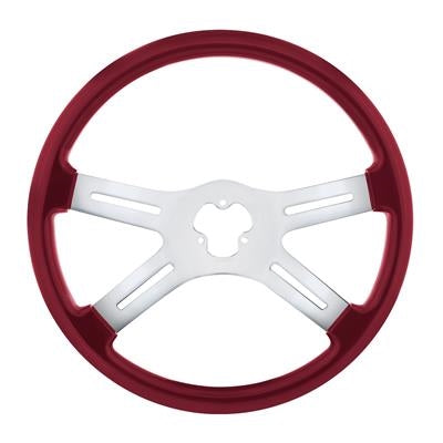 18" Vibrant Color 4 Spoke Steering Wheel - Candy Red