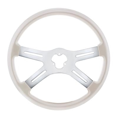 18" Vibrant Color 4 Spoke Steering Wheel - Pearl White